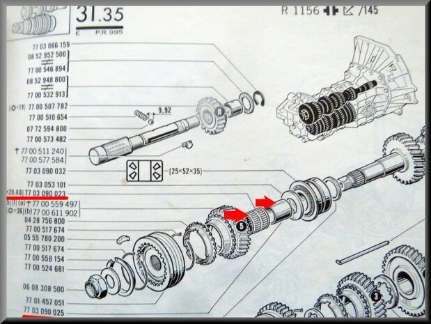 Needle bearing and guide bush (385 gearbox) 29-32-29,8 mm.