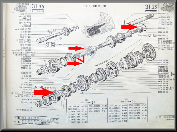 Jeu de roulements complet (boîte 385 >1976).