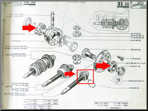 Complete bearing set  (gearbox 336).