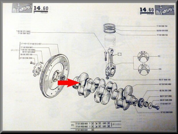 Crankshaft R16 TL (revised, 150 euro in exchange).