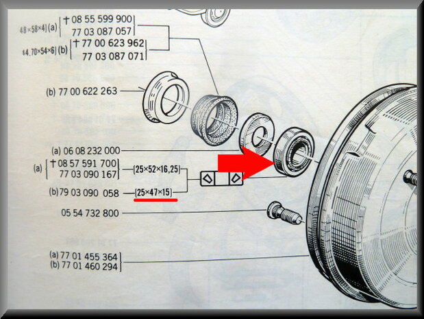 Set of wheel bearings for the rear axle R16 1977 untill 1980.