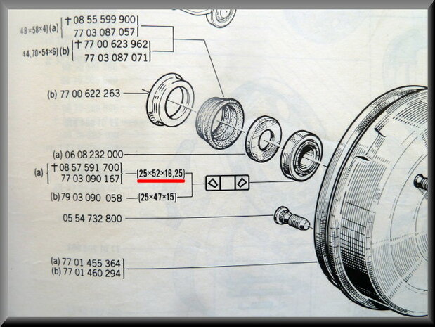 Set of wheel bearings for the rear axle R16 1968 - 1977.