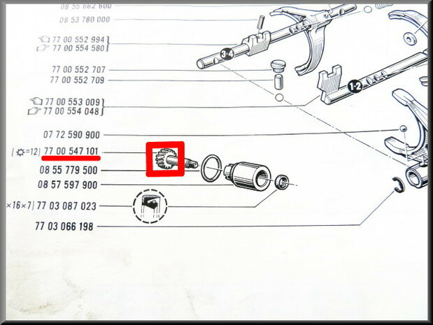 Speedometer cable pinion (5 gear).