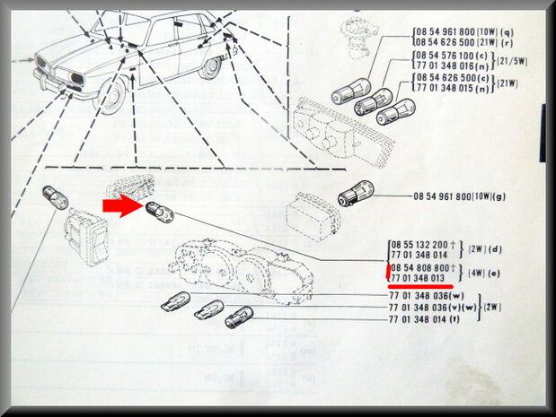 Bulb parking lights and side indicators (4 Watt).