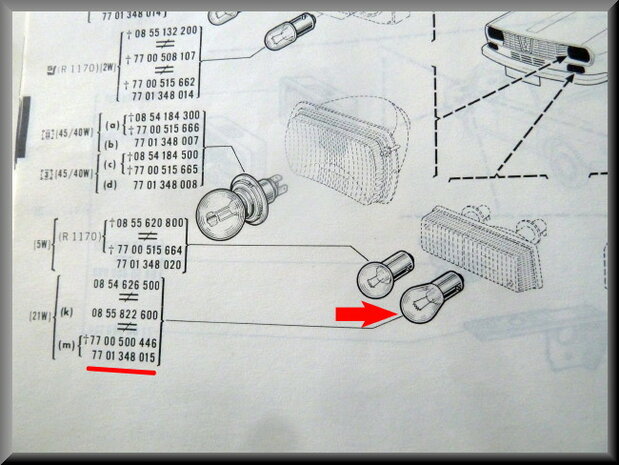 Bulb indicator lights and reversing light (21 Watt).