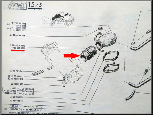 Soufflet de filtre à air/ carburateur.