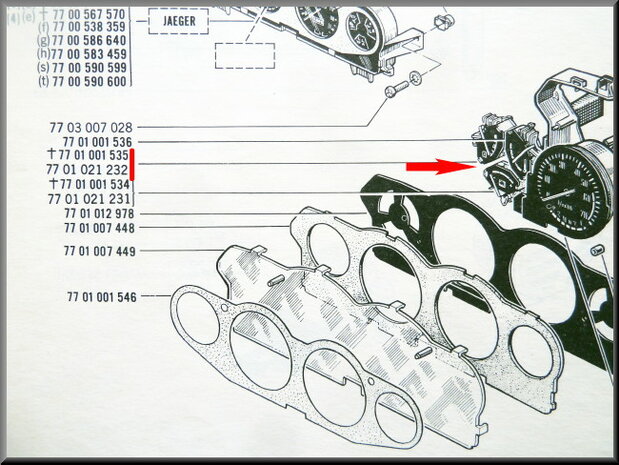 Dashboard gauge, fuel consumption R16 TS and first types TX.