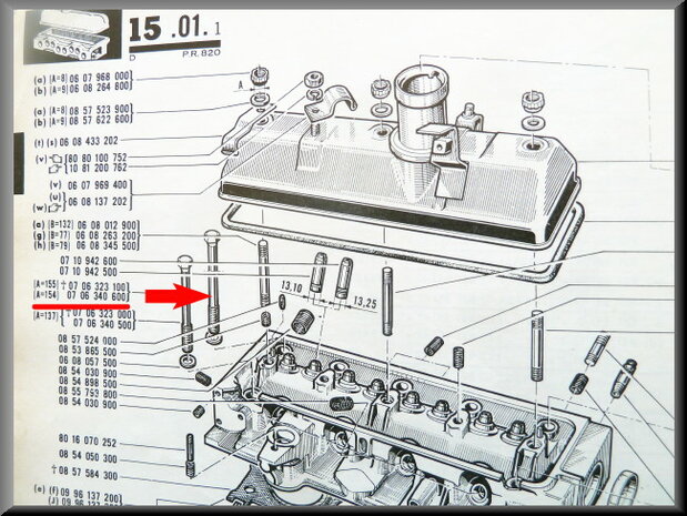 Cylinder head bolt R16 L-TL ,154 mm.