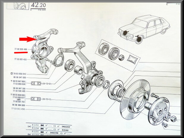 Right swivel axle, all types except R16 L.