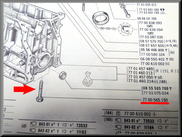 Main bearing bolt, 78 mm.