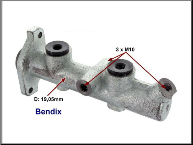 Brake master cylinder TX (type 1), TS (type 3), TL (type 2).