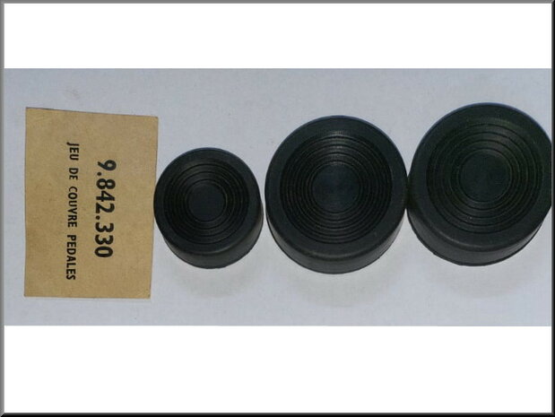 R4 Pedaalrubber set 4CV (eerste type) (New Old Stock).