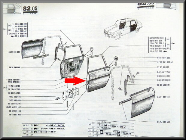 Door rear left (New Old Stock).