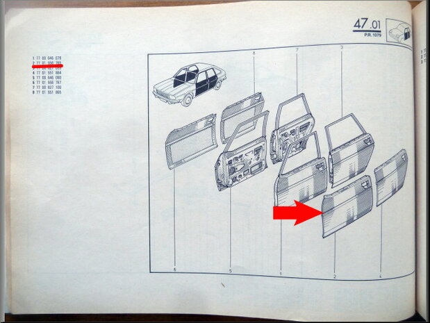 R20-R30 Deurplaat voorzijde links (New Old Stock).