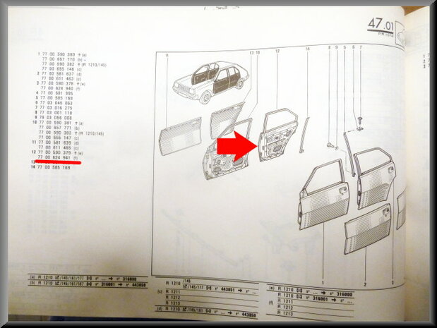 R14 Door rear right (New Old Stock)..