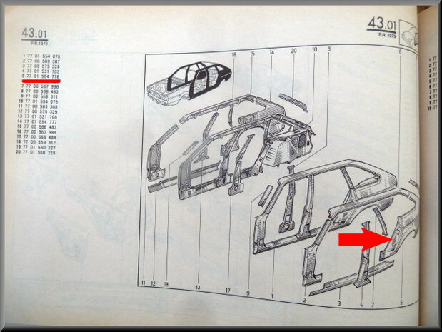 R20-R30 Achterscherm links (New Old Stock).