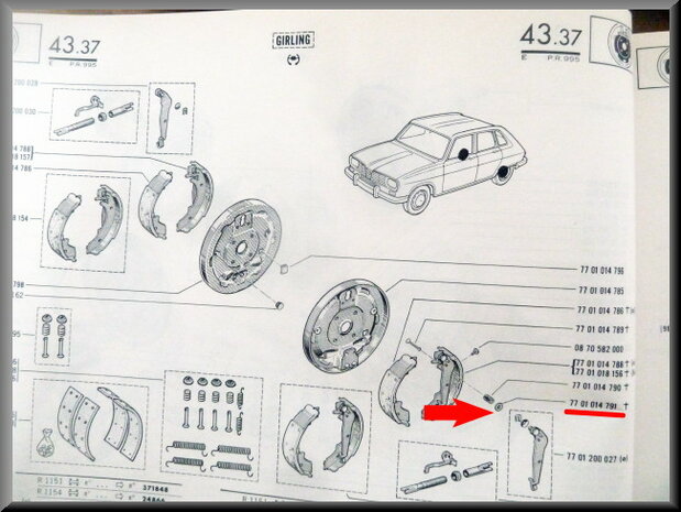 Adjusting ring brake lining.