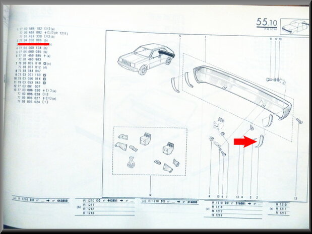 R14  Beschermkapje bumper links achter (New Old Stock).