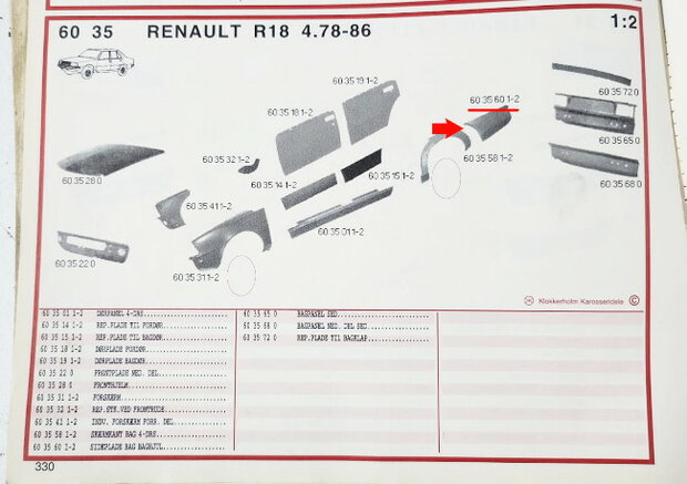 R18 Onderzijde achterscherm links (New Old Stock)