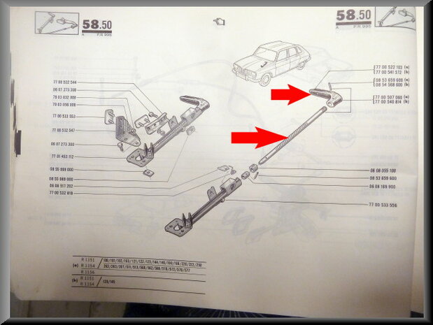 Handbrake lever R16 type 1 ( left of the steering wheel).