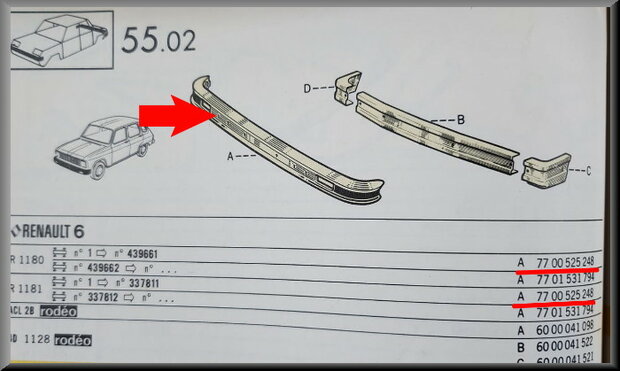 R6 Front bumper until 1974 (New Old Stock)