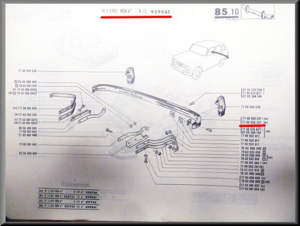 R6 Rear bumper until 1974 (New Old Stock).