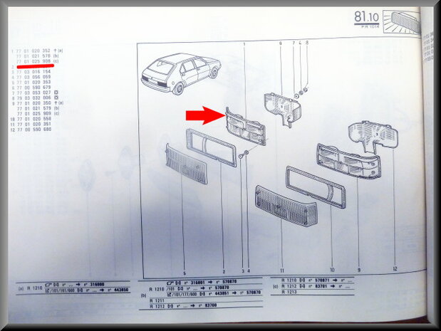 R14 Achterlicht unit links (New Old Stock).