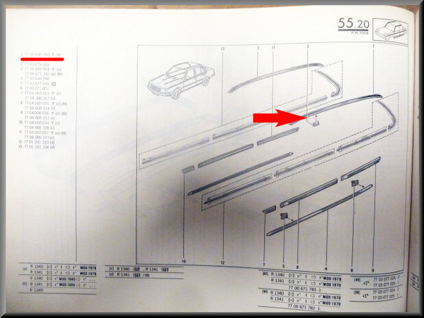 R18 Sierlijst achter rechts (New Old Stock).