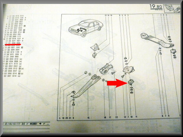 R14 Motorsteun links (New Old Stock).