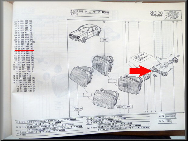 R14 Koplamp klem (New Old Stock).