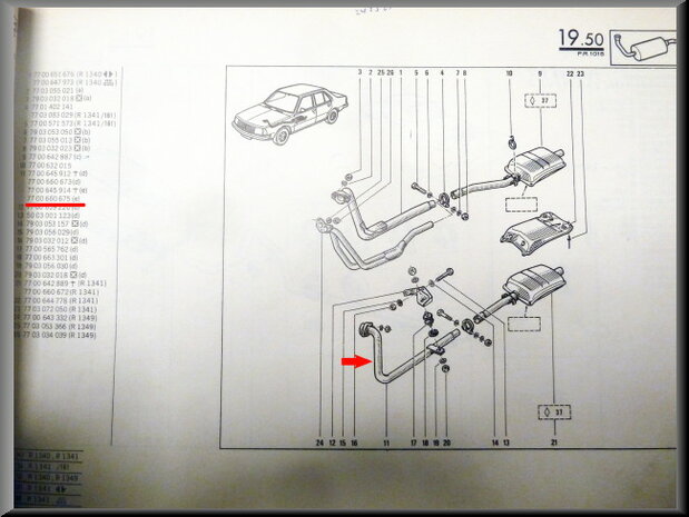 R18 Uitlaat-vlampijpje (automaat bak) (New Old Stock).