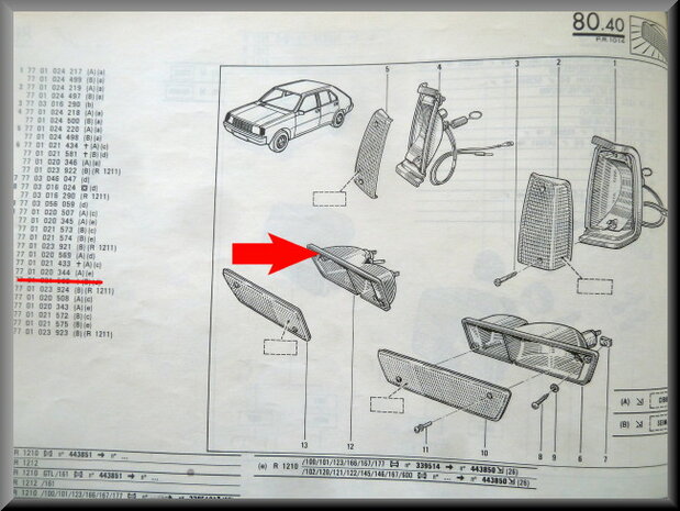 R14 Turn signal unit right Cibie (New Old Stock).