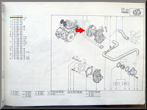 R14 Water pump with pulley (New Old Stock).