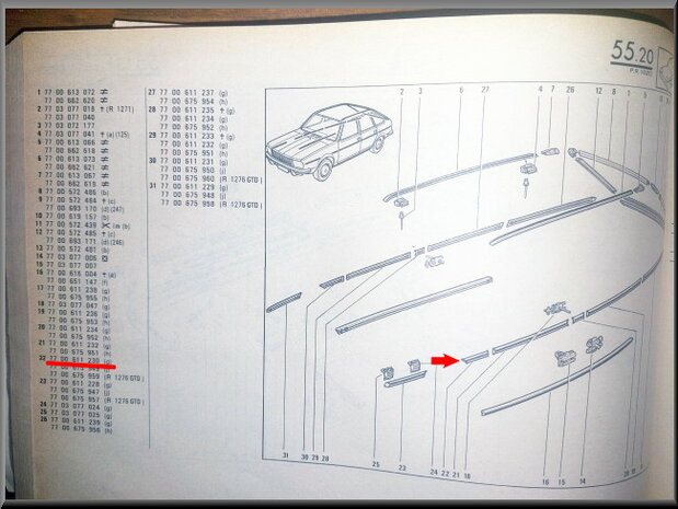 R20 Sierstrip voorscherm links (New Old Stock).