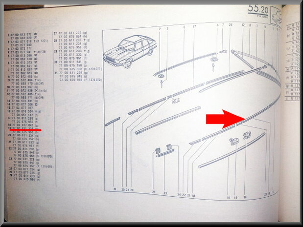 R20-R30 Sierstrip portier achter links (New Old Stock).