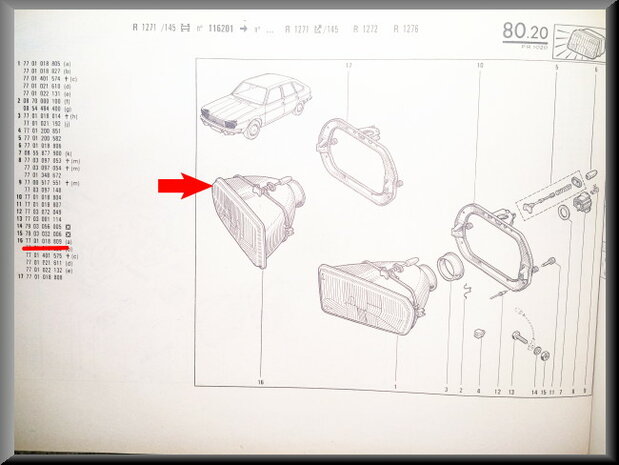 R20 Headlight right (New Old Stock).