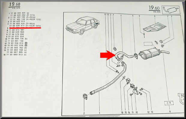 R20 Exhaust pipe (New Old Stock).