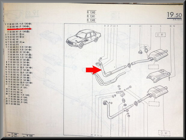 R18-Fuego Exhaust pipe (New Old Stock).