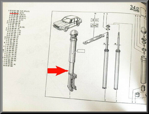 R20-30 Rear shock absorbers (CARDRIDGE)(New Old Stock).