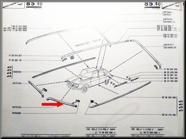 Motorkap strip links R16 < 1974.