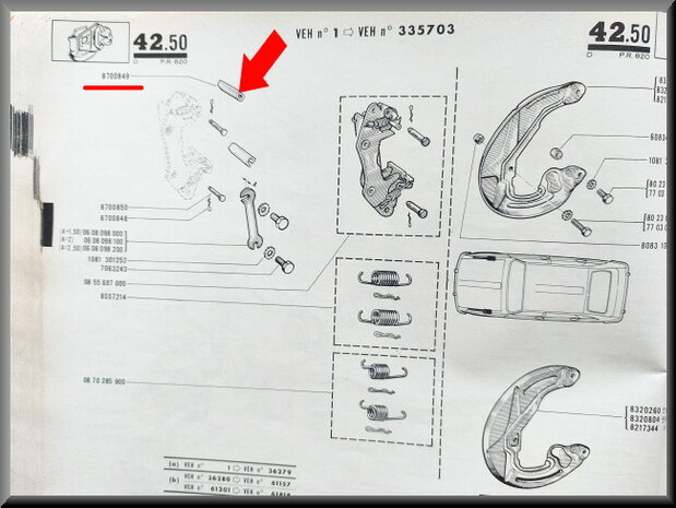 Guidage de plaquette de frein (R1150 1965-1968 Plastique).