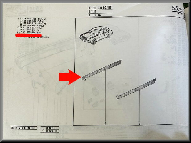 R14 Striping hood right (New Old Stock).