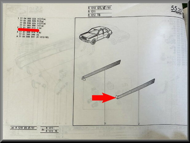 R14 Striping hood left (New Old Stock).