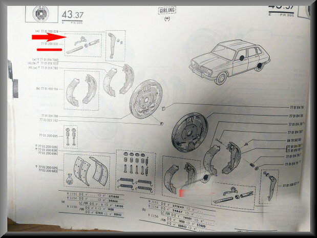 Mechanism automatic adjustment brake shoes right GIRLING.