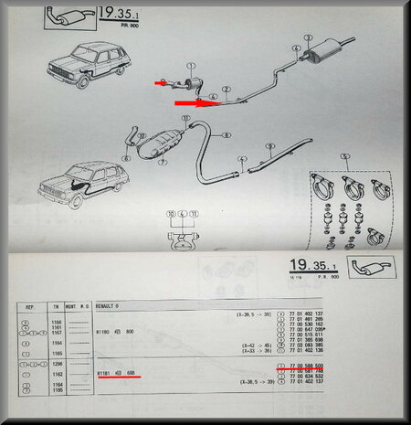 R6 Exhaust pipe with silencer and half length pipe (New Old Stock).