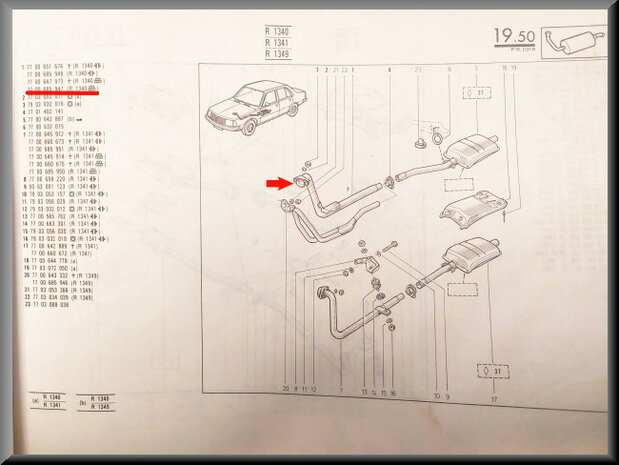 R18 Automaat- Uitlaatpijp (New Old Stock).