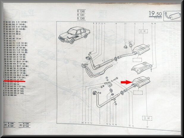 R18 Uitlaat demper (New Old Stock).