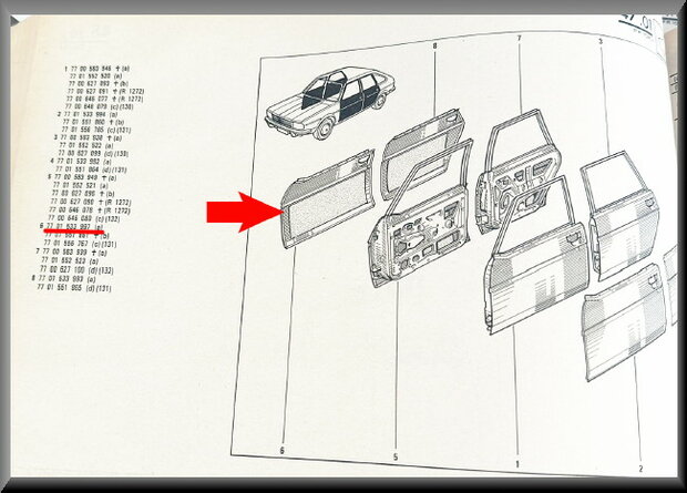 R20-R30 Doorskin front right (New Old Stock).