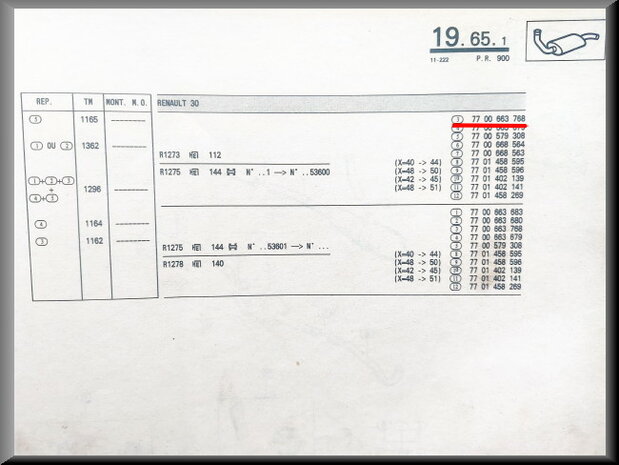 R30-R25 Silencieux WALKER  "RE 1671 4708 (New Old Stock).