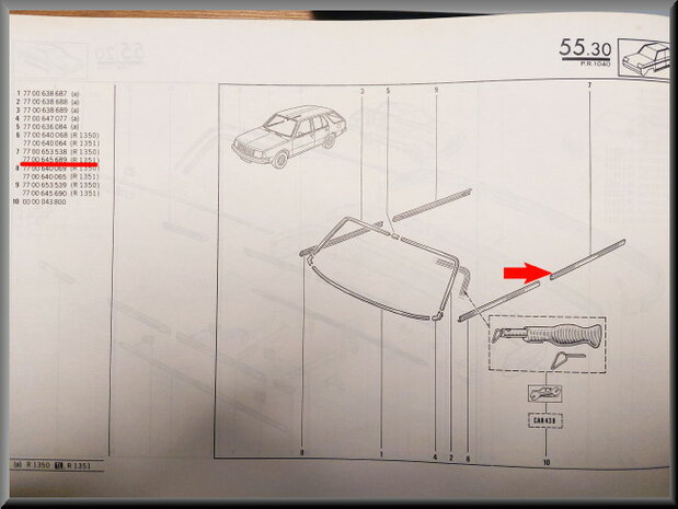 R18 Sierstrip portier achter links (New Old Stock).